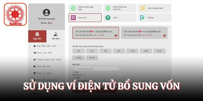 Sử dụng ví điện tử nếu muốn bổ sung vốn